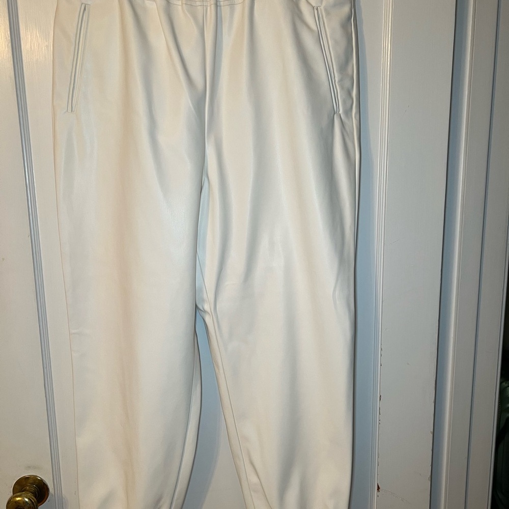 INC International Concepts Soft White Faux Leather joggers - Picture 5 of 5
